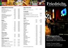 Friedrichs Bistro-Cafe-Bar Speisekarte