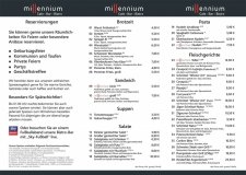 Millennium Bistro-Cafe-Bar Speisekarte