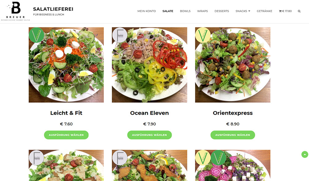 Lieferservice Salate - Woocommerce Online Shop