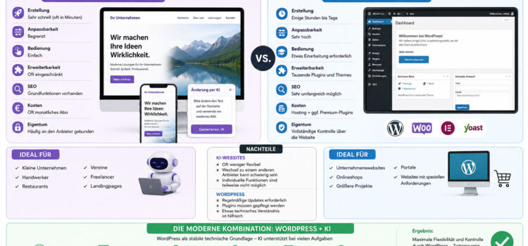 KI-generierten Website versus WordPress