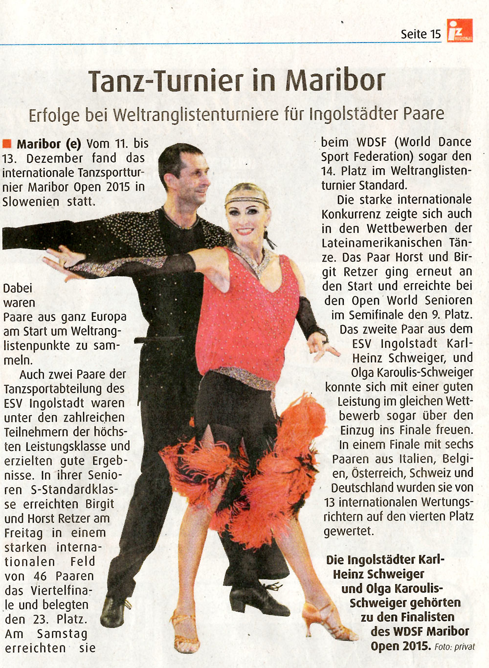 Tanzsport Ingolstadt Presse